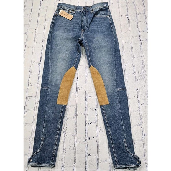 Polo Ralph Lauren Willow Wash Suede Patches Skinny Blue Jeans WOMENS SIZE 29